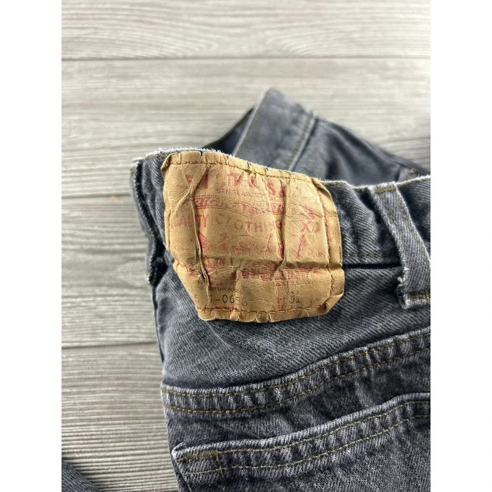 VTG USA Levis Jeans Mens 31x34 Black Denim Regular Straight Grunge Button Fly